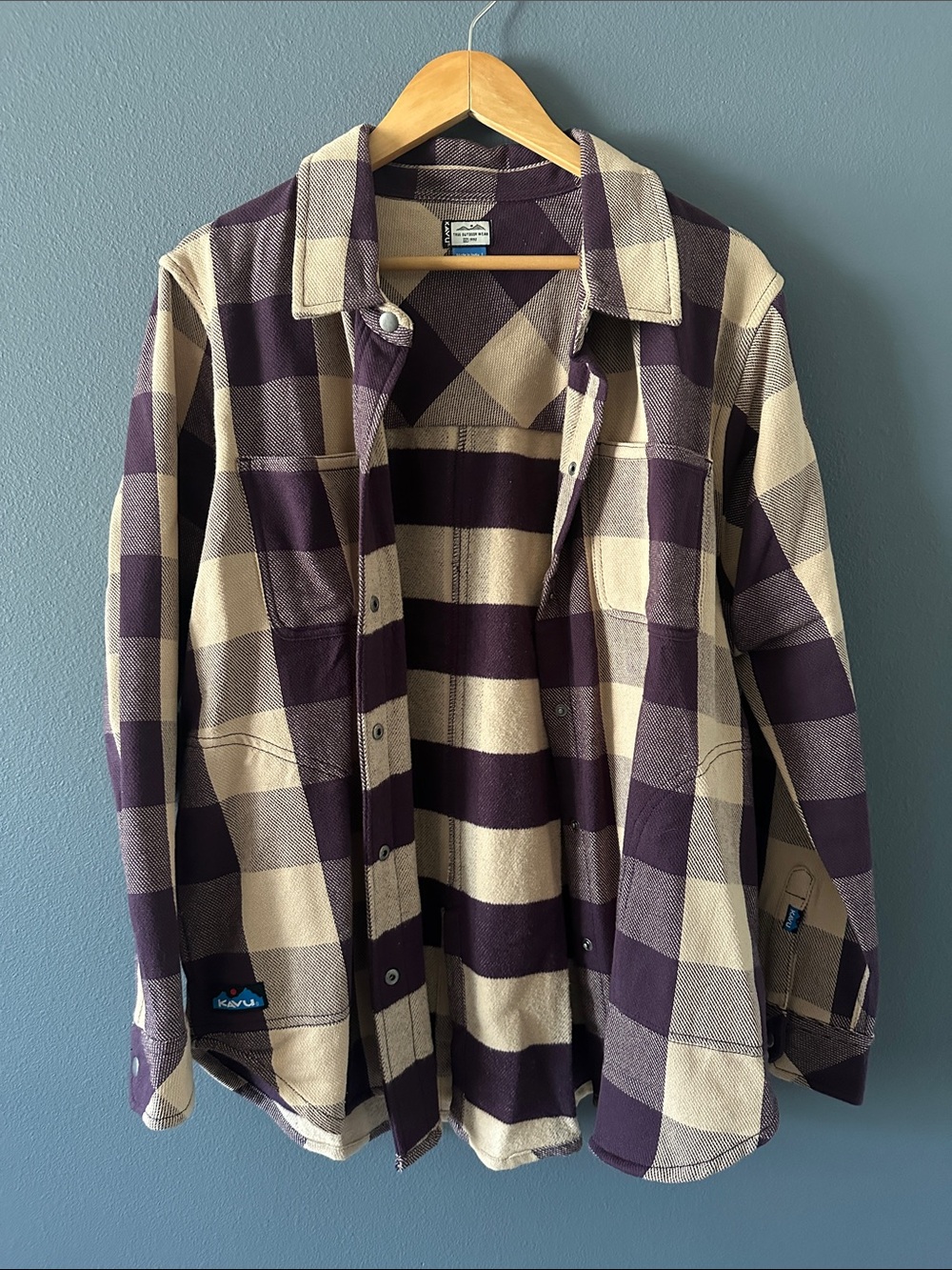 Kavu Purple & Cream Plaid Button-Up